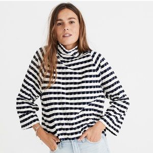 Madewell Mock Neck Top in Velvet Stripe